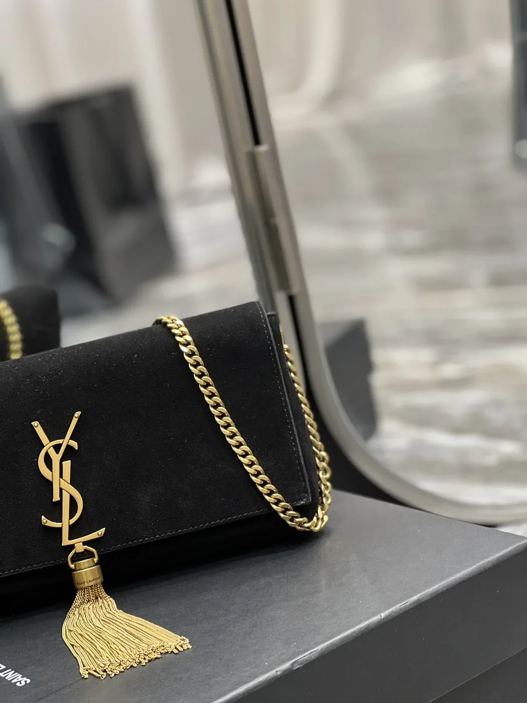 Saint Laurent Kate 99 Chain Bag With Tassel Black
