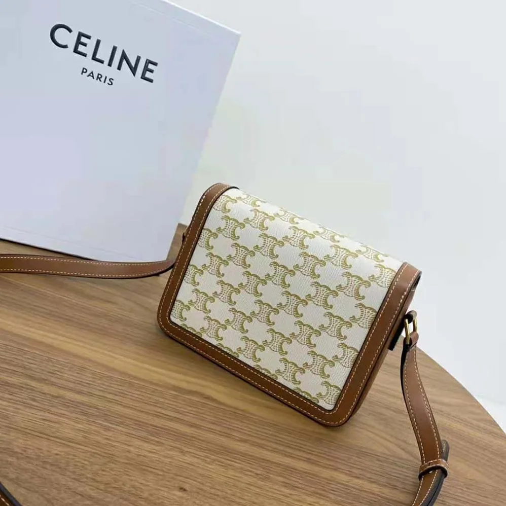 Celine Teen Triomphe Bag in Triomphe Canvas and Calfskin for Women