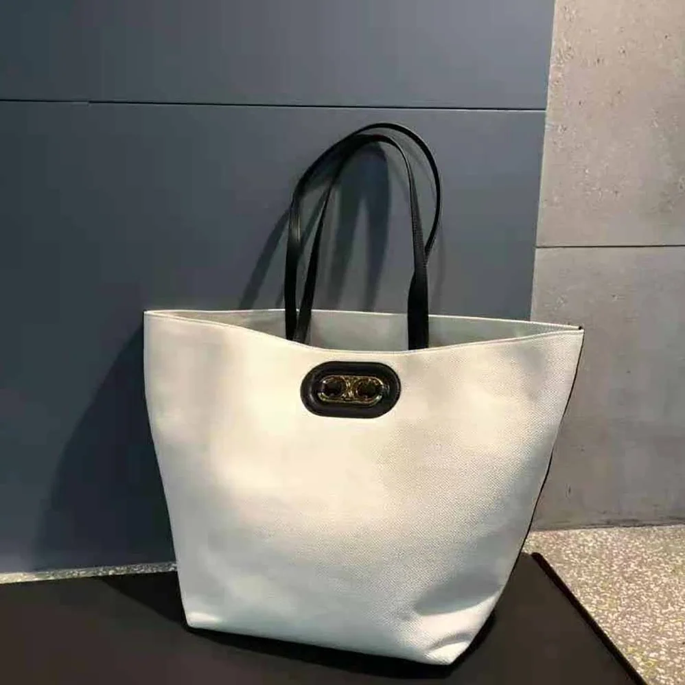 Celine Cabas Maillon Triomphe in Textile and Calfskin for Women Celine Cabas Maillon Triomphe in Textile and Calfskin for Women