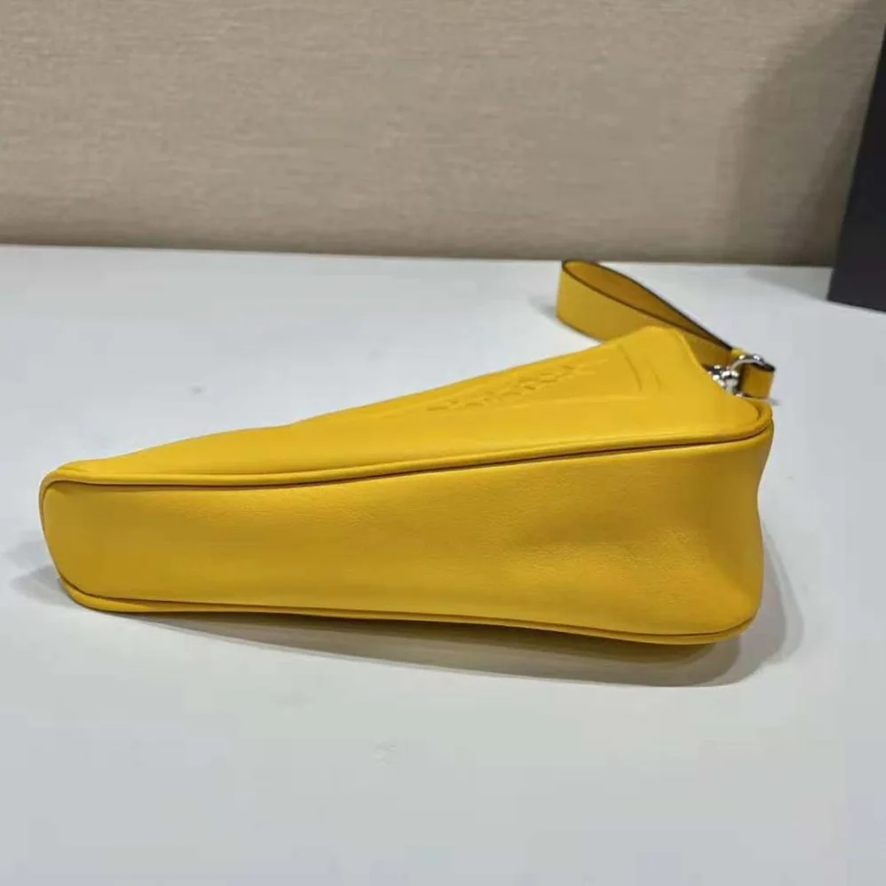 Prada Leather Triangle Leather Pouch for Women in Yellow