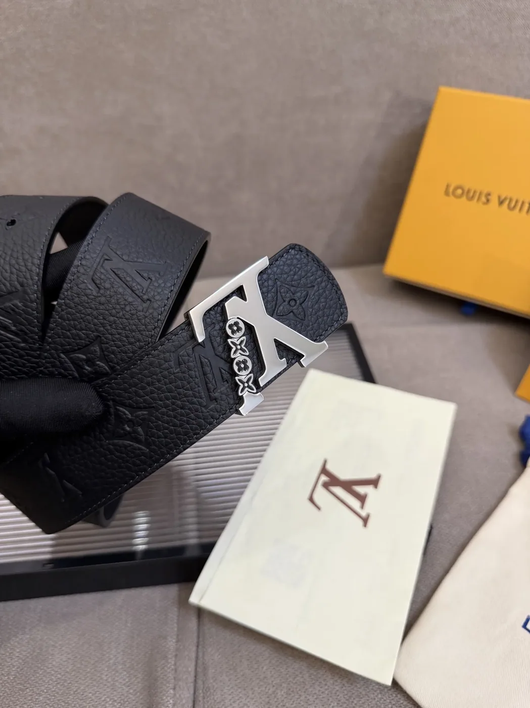 Louis Vuitton LV Initiales Monogram Belt Black With Silver Buckle Louis Vuitton LV Initiales Monogram Belt Black With Silver Buckle