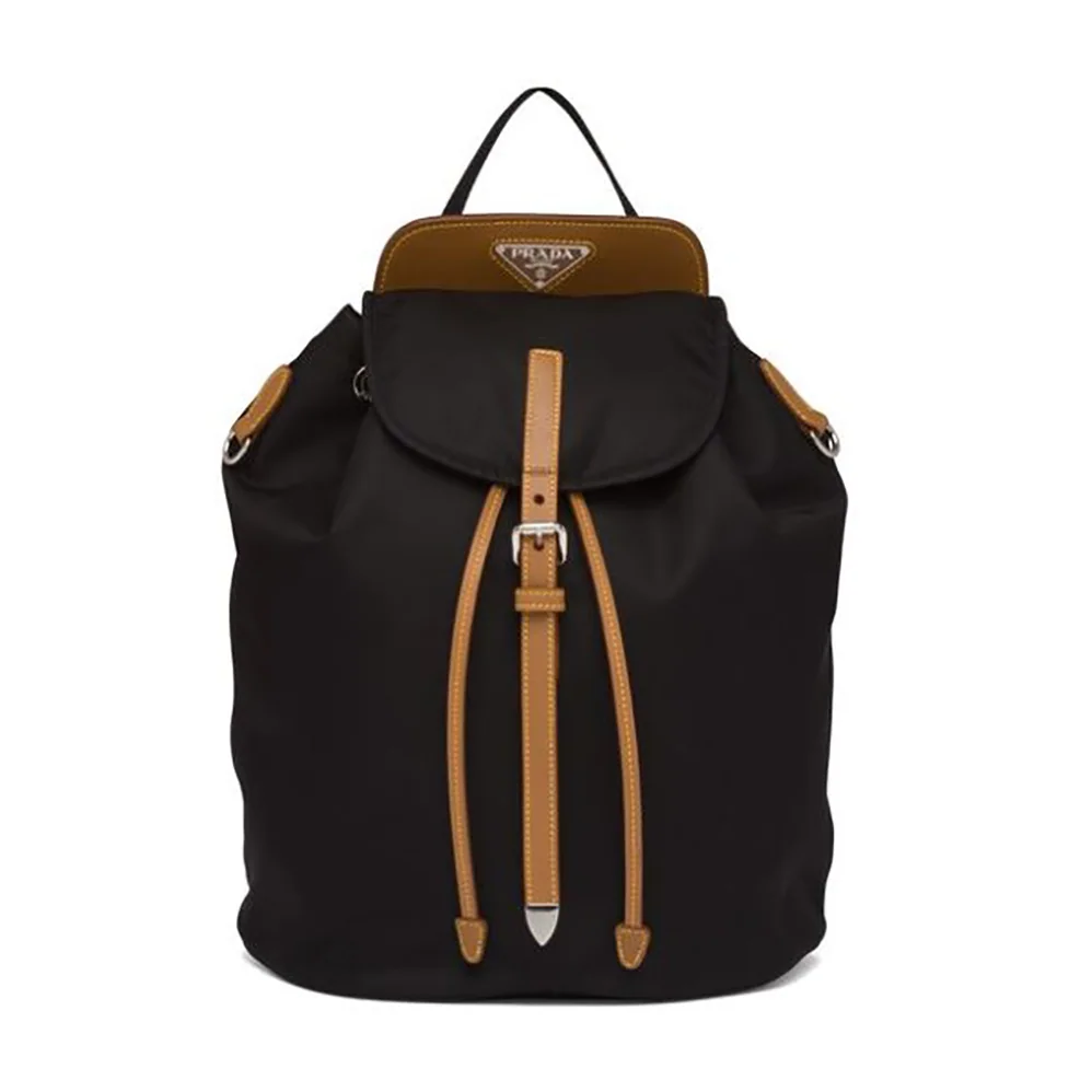 Prada Nylon and Saffiano Leather Backpack for Women in Brown
