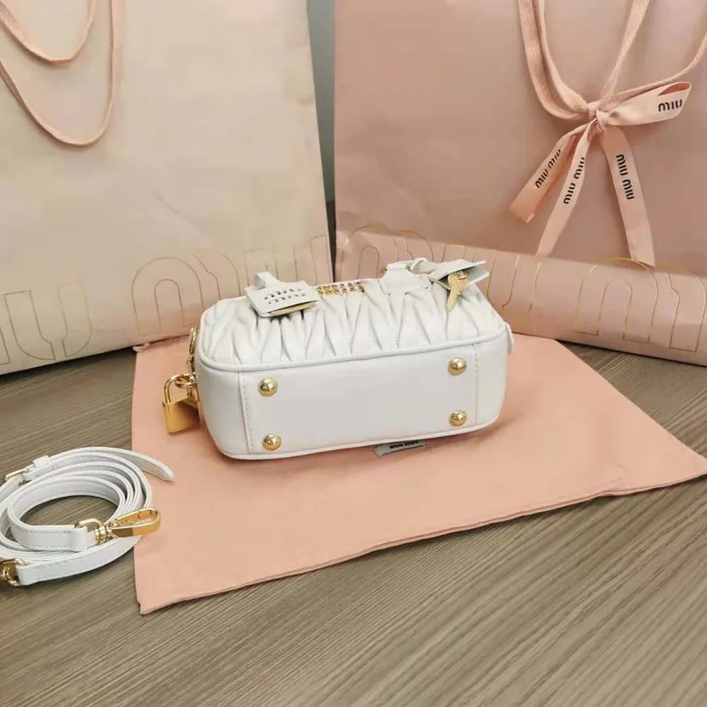 Miu Miu Matelassé Nappa Leather Top-Handle Bag for Women in White