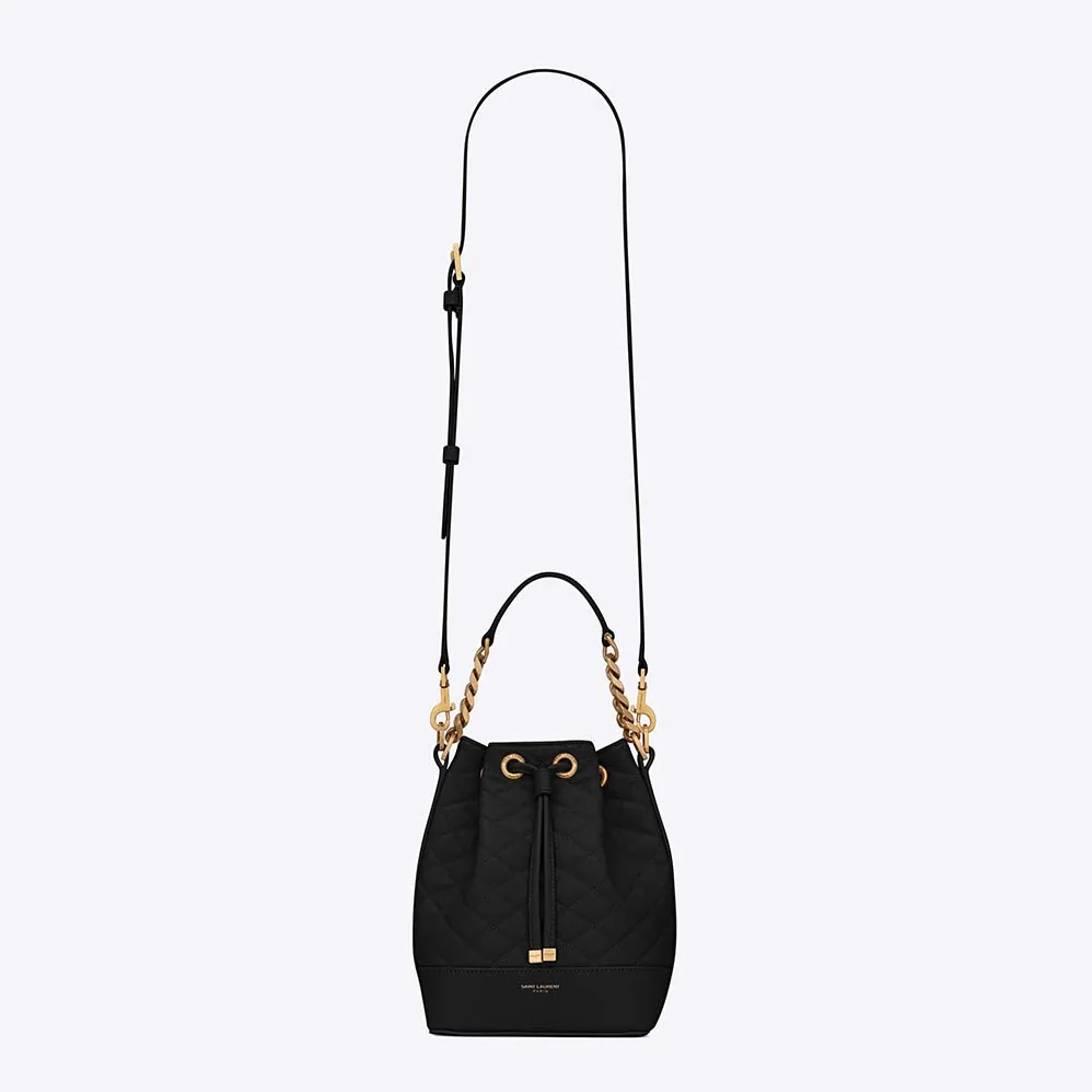 Saint Laurent YSL Emmanuelle Small Bucket Bag in Quilted Lambskin for Women in Black