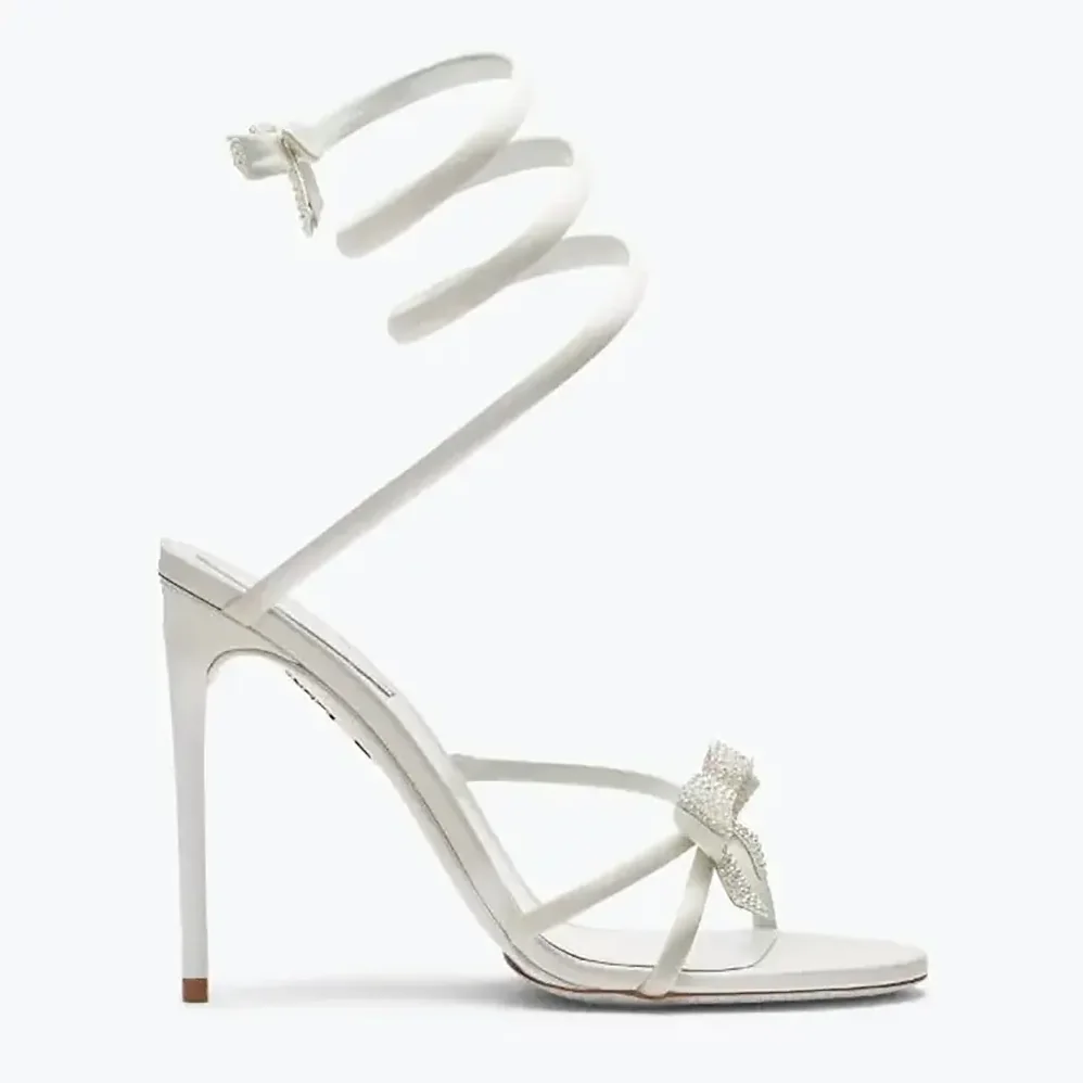 Rene Caovilla Cleo Ivory Sandal with Bows 105 for Women Rene Caovilla Cleo Ivory Sandal with Bows 105 for Women