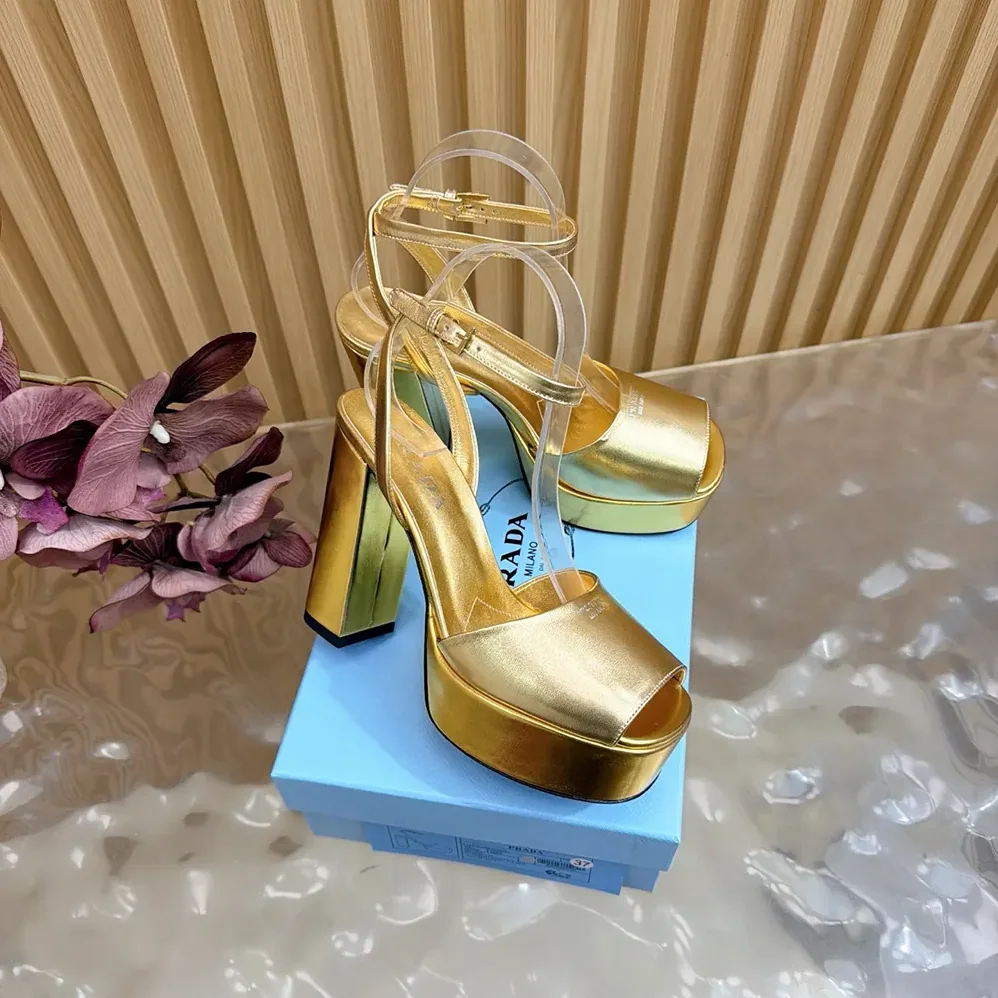 Prada Mordoré Nappa Leather Platform Sandals for Women in Gold Prada Mordoré Nappa Leather Platform Sandals for Women in Gold