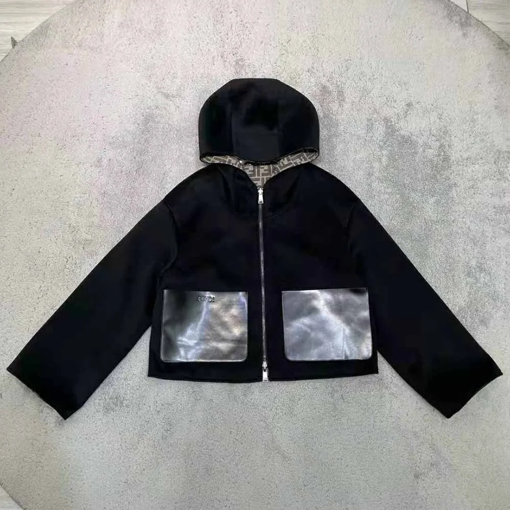 Fendi Hooded Jacket with Patch Pockets and Wide for Women Fendi Hooded Jacket with Patch Pockets and Wide for Women