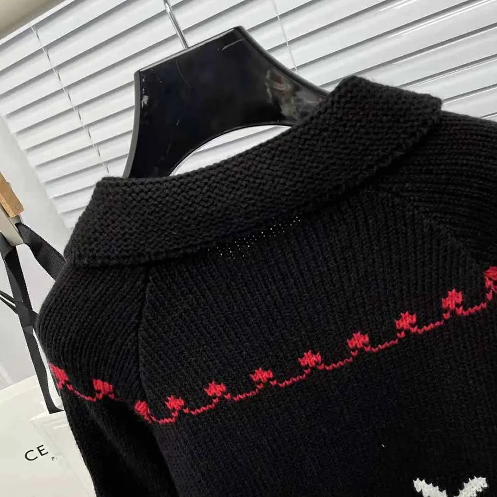 Dior Dioramour Cardigan Navy Blue White and Red Wool and Cashmere for Women