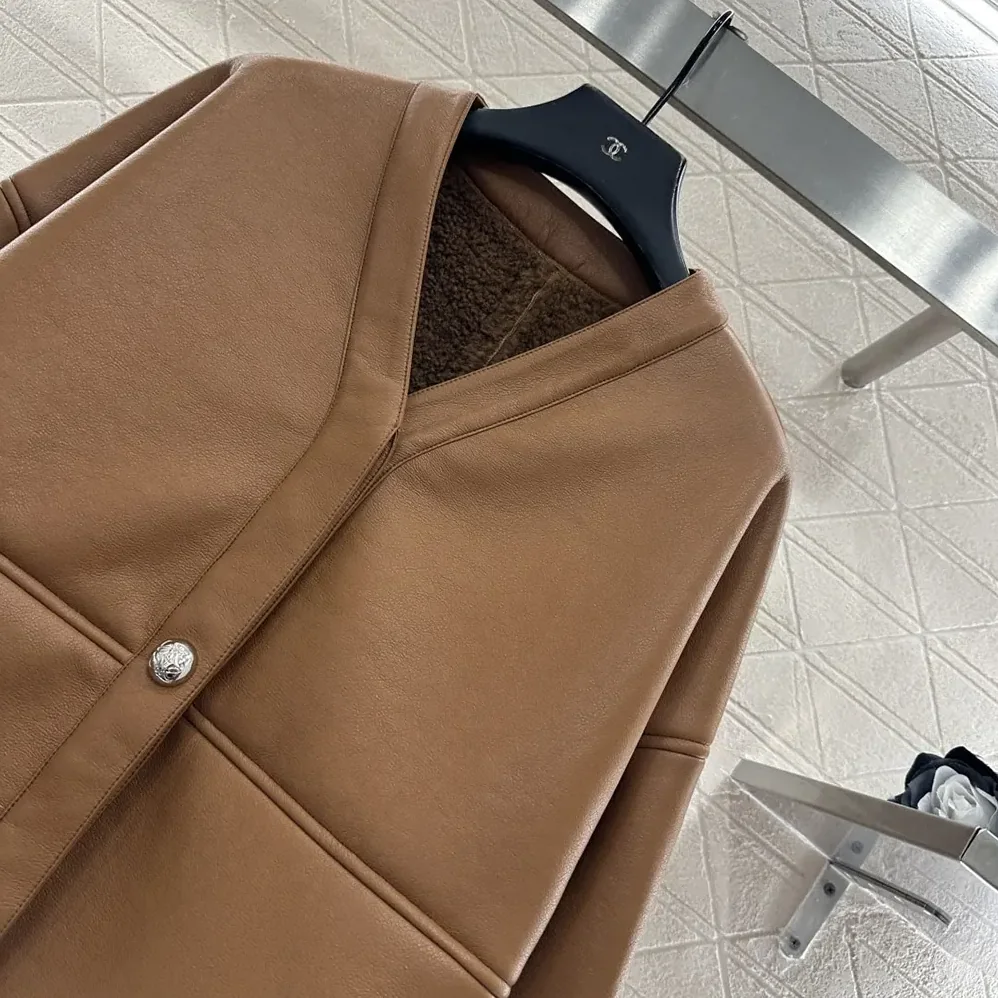 Loewe Pebble Cardigan in Shearling for Women in Brown Loewe Pebble Cardigan in Shearling for Women in Brown