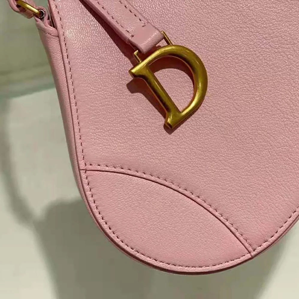 Dior Saddle Shoulder Pouch Melocoton Pink Goatskin for Women