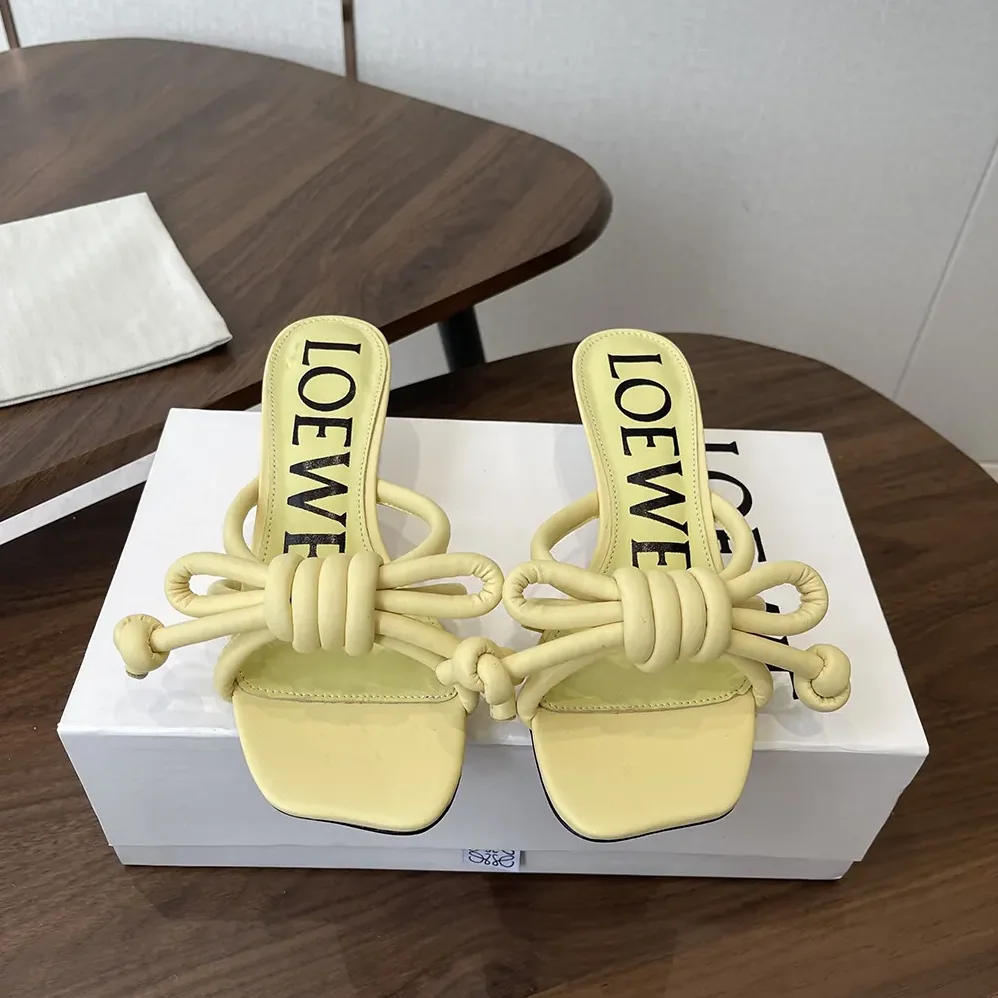 Loewe Flamenco Knot Sandal in Lambskin for Women in Yellow Loewe Flamenco Knot Sandal in Lambskin for Women in Yellow