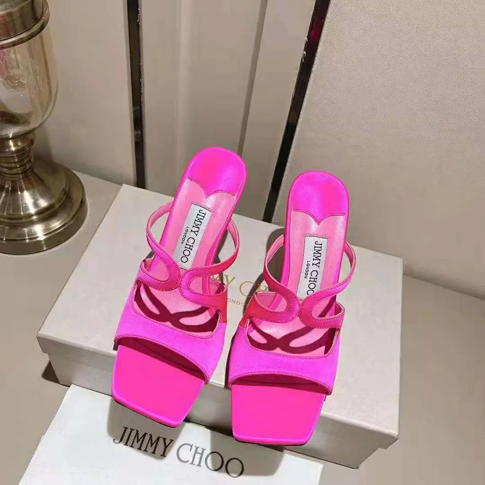 Jimmy Choo Anise 95 Fuchsia Satin Mules in 95mm Heel Height for Women Jimmy Choo Anise 95 Fuchsia Satin Mules in 95mm Heel Height for Women