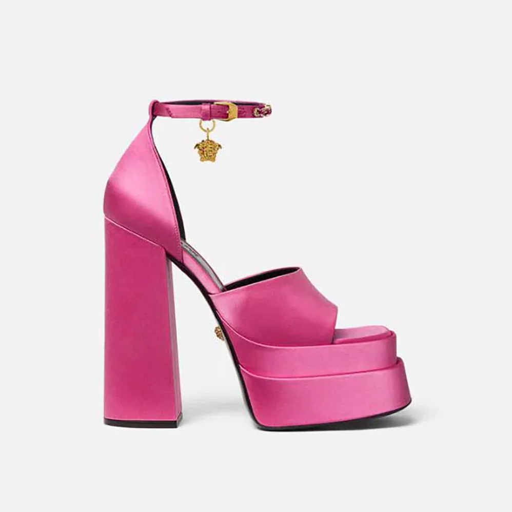 Versace Medusa Aevitas Platform Sandals for Women in Pink Versace Medusa Aevitas Platform Sandals for Women in Pink