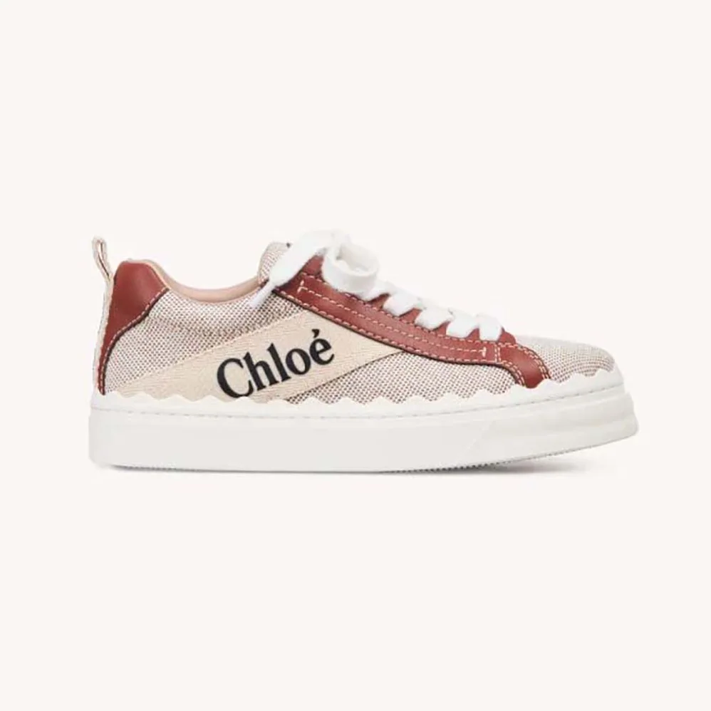 Chloe Lauren Sneaker in Leather with Canvas for Women in Brown Chloe Lauren Sneaker in Leather with Canvas for Women in Brown