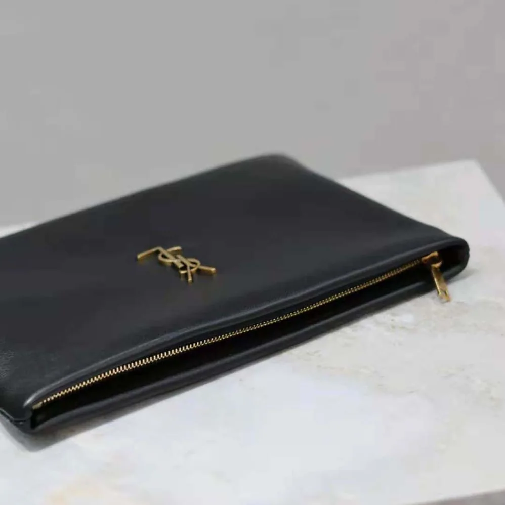 Saint Laurent YSL Calypso Small Pouch in Lambskin for Women in Black Saint Laurent YSL Calypso Small Pouch in Lambskin for Women in Black