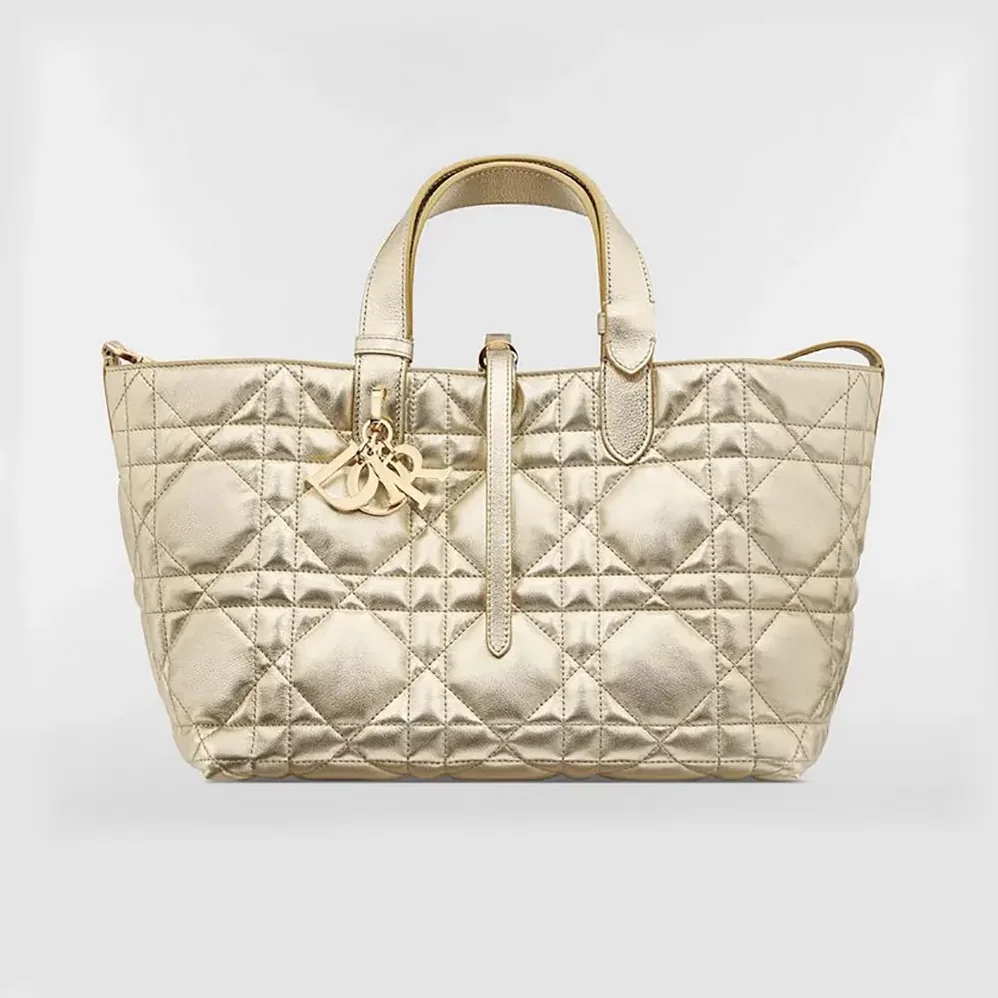 Dior Medium Dior Toujours Bag Metallic Gold for Women in Tone Macrocannage Calfskin Dior Medium Dior Toujours Bag Metallic Gold for Women in Tone Macrocannage Calfskin
