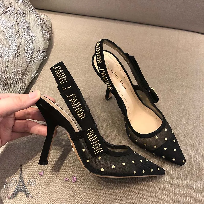 Dior J'adior High-Heeled Gold-Tone Dotted Swiss 100mm Heel for Women Dior J'adior High-Heeled Gold-Tone Dotted Swiss 100mm Heel for Women