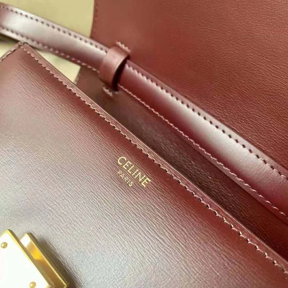 Celine Teen Classic Bag in Box Calfskin for Women in Maroon