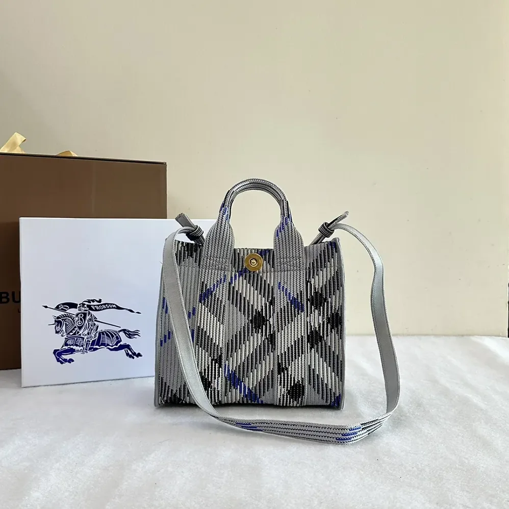 Burberry Small Check Knitted Tote for Women