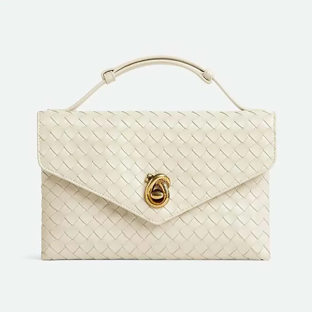 Bottega Veneta Knot Lock in Intrecciato Piccolo Leather for Women in White