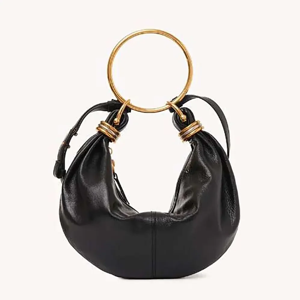 Chloe Small Bracelet Hobo Bag in Grained Leather for Women in Black Chloe Small Bracelet Hobo Bag in Grained Leather for Women in Black