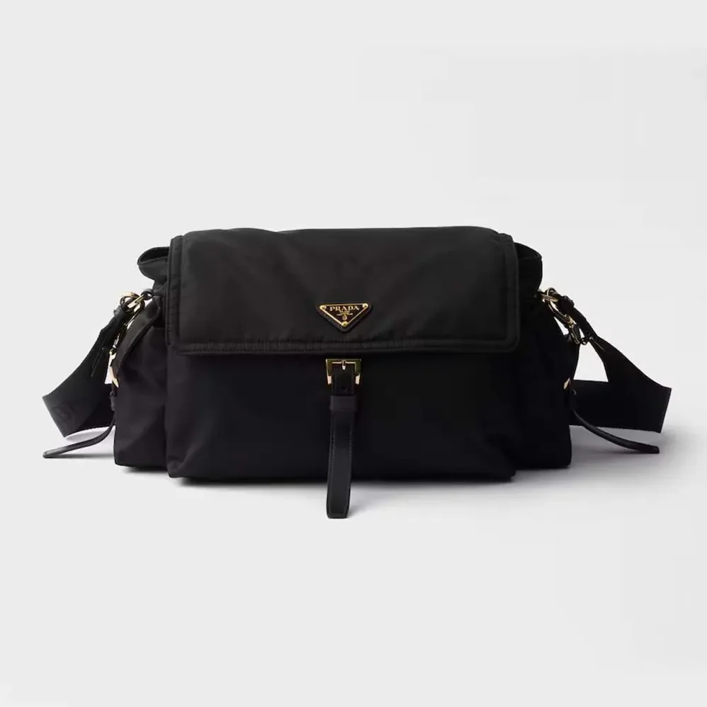 Prada Explore Large Re-Nylon Shoulder Bag With Flap for Women in Black