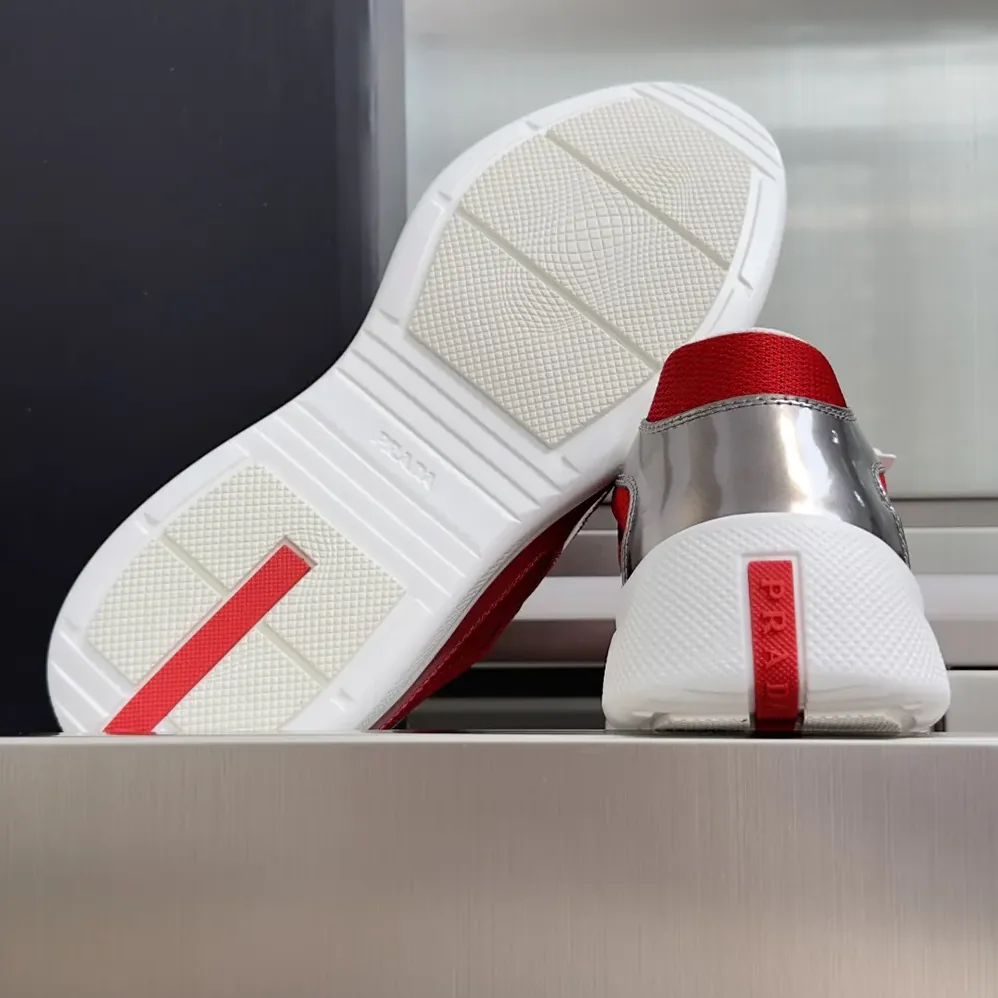Prada Patent Leather And Technical Fabric Prada America'S Cup Sneakers for Unisex in Red