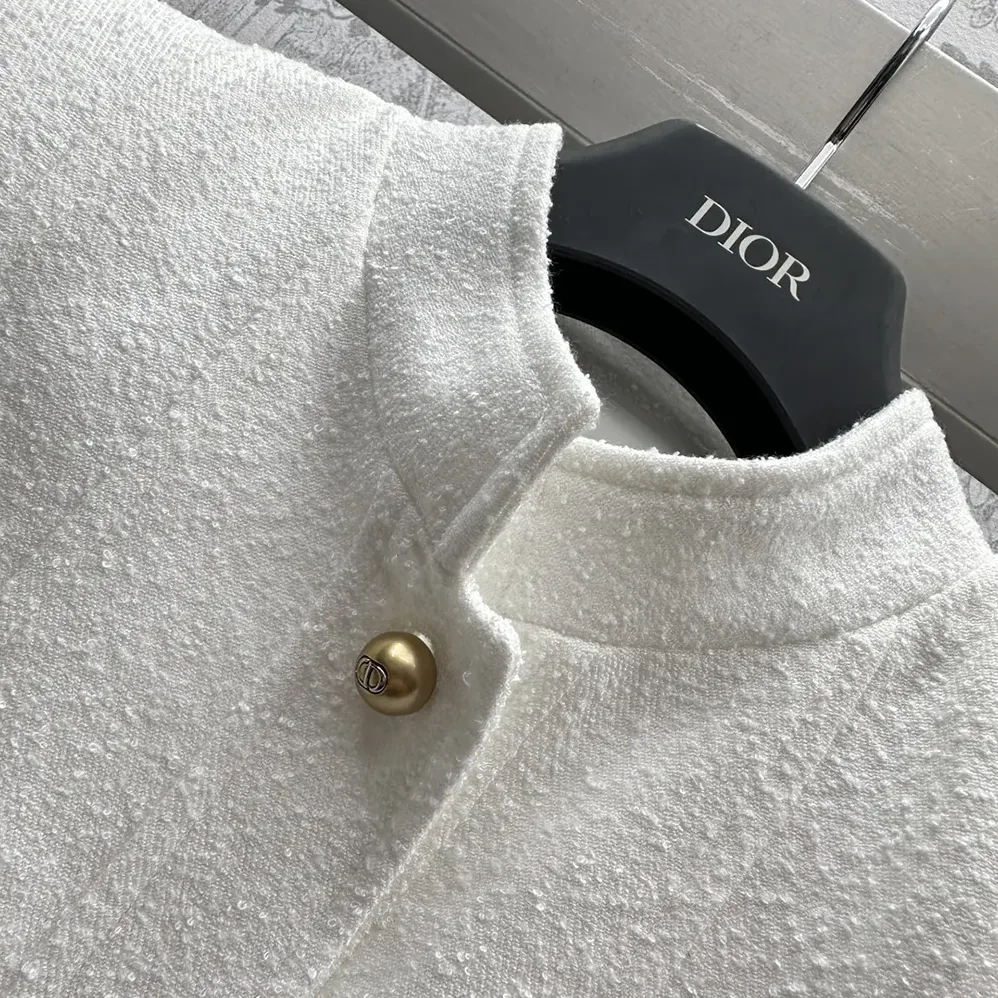 Dior Peplum Jacket Ecru Virgin Wool and Cotton Bouclé Blend for Women