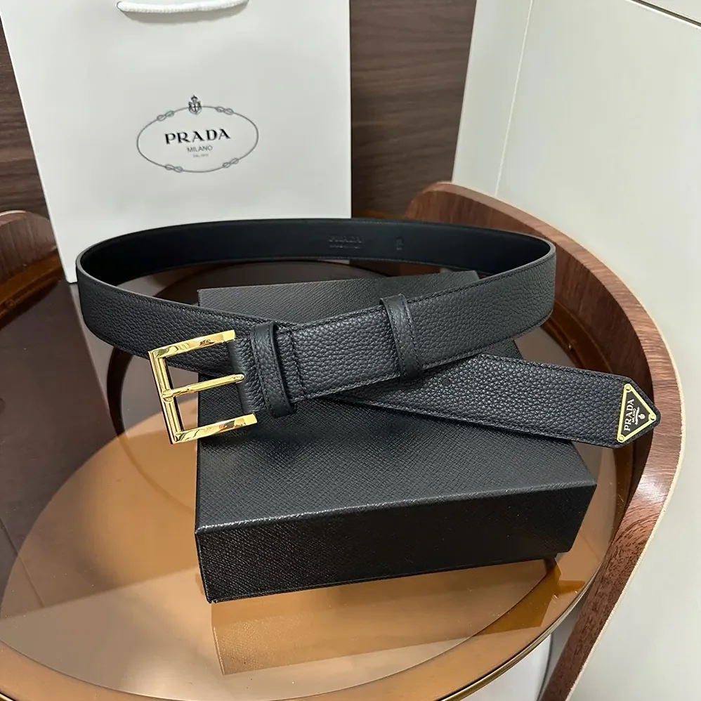 Prada Saffiano Leather Belt for Women in Black Prada Saffiano Leather Belt for Women in Black
