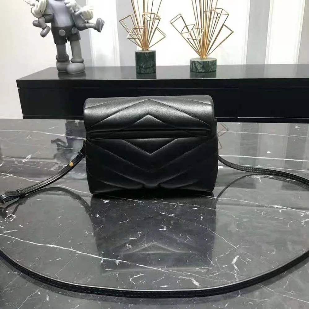 Saint Laurent YSL Loulou Toy Strap Bag in Matelassé “Y” Leather for Women in Black