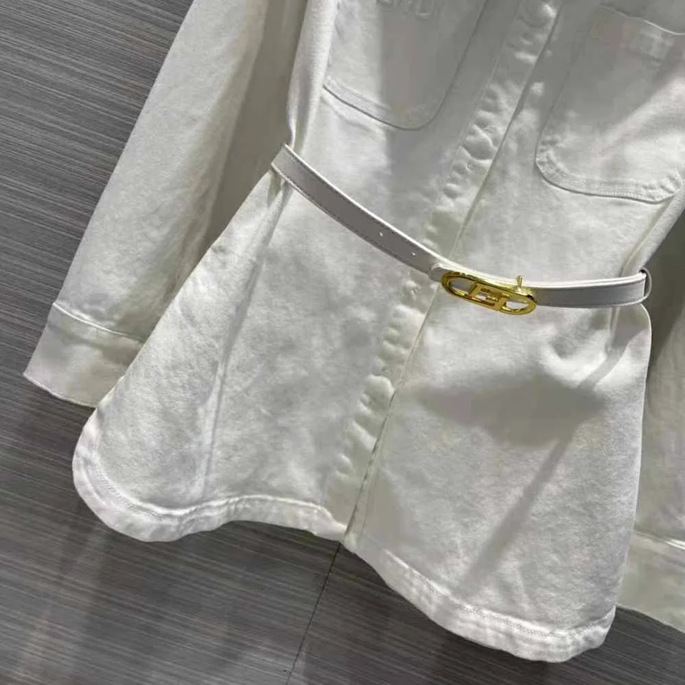 Fendi Single-breasted Go-To White Denim Go for Women in To Jacket Fendi Single-breasted Go-To White Denim Go for Women in To Jacket