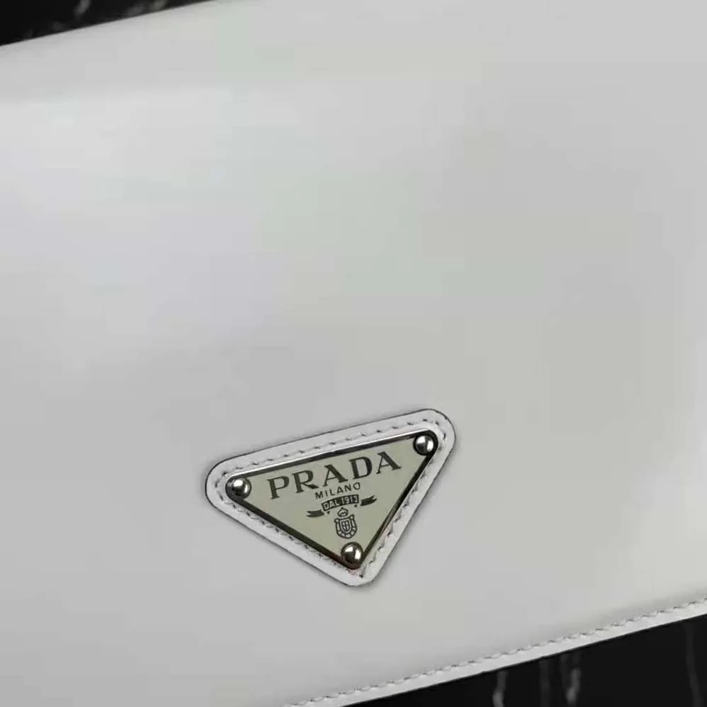 Prada Brushed Leather Shoulder Bag for Women in White Prada Brushed Leather Shoulder Bag for Women in White