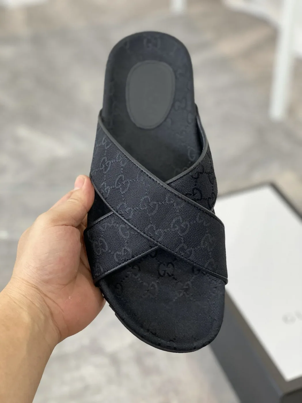 Gucci GG Crisscross Slide Sandals Black for Men