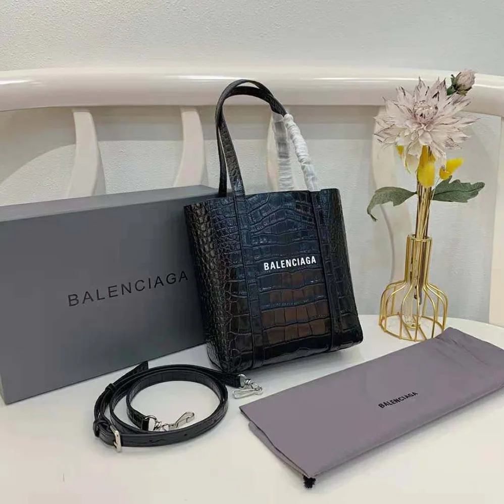Balenciaga Everyday XXS Tote Bag in Black Shiny Crocodile Embossed Calfskin for Women Balenciaga Everyday XXS Tote Bag in Black Shiny Crocodile Embossed Calfskin for Women