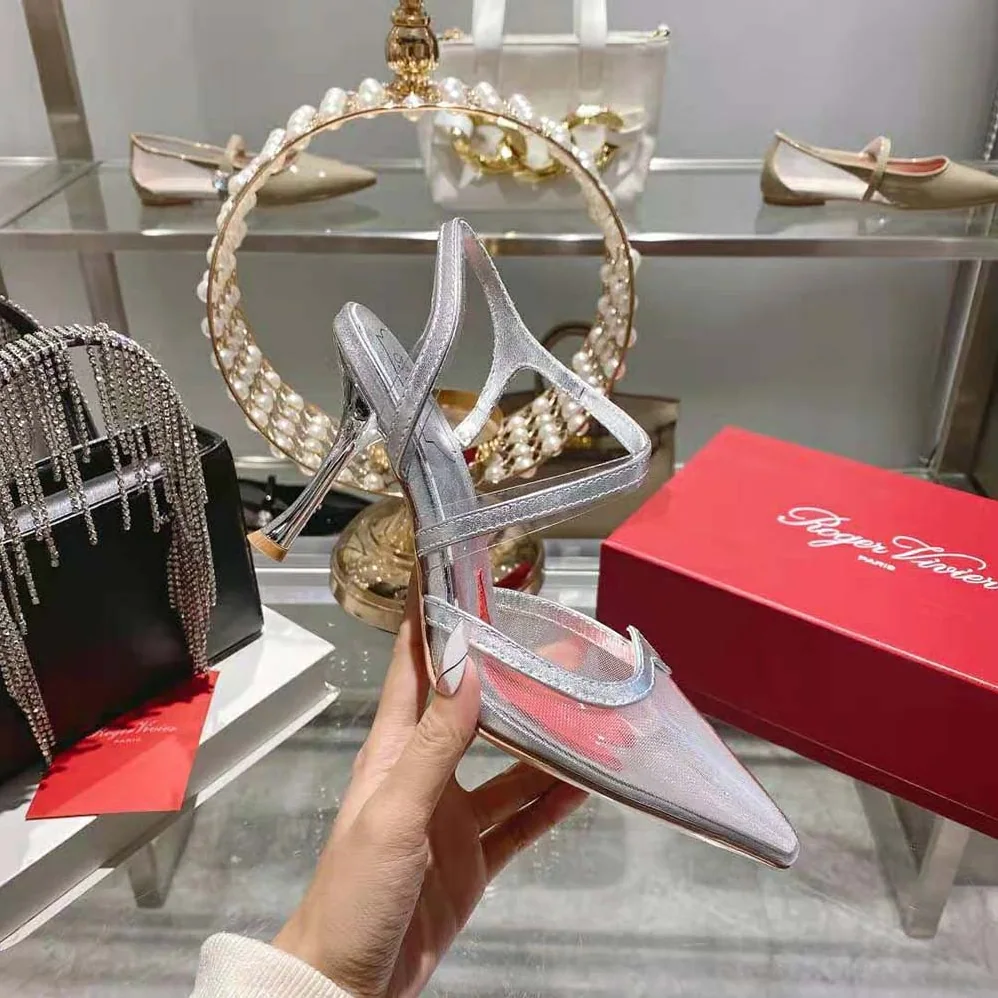 Roger Vivier I Love Vivier Slingback Pumps in PVC for Women in Silver Roger Vivier I Love Vivier Slingback Pumps in PVC for Women in Silver