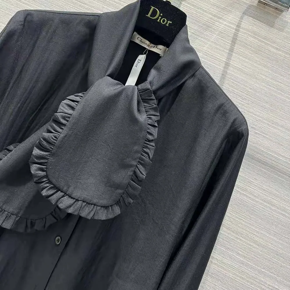 Dior Ascot Blouse Black Silk Twill for Women Dior Ascot Blouse Black Silk Twill for Women