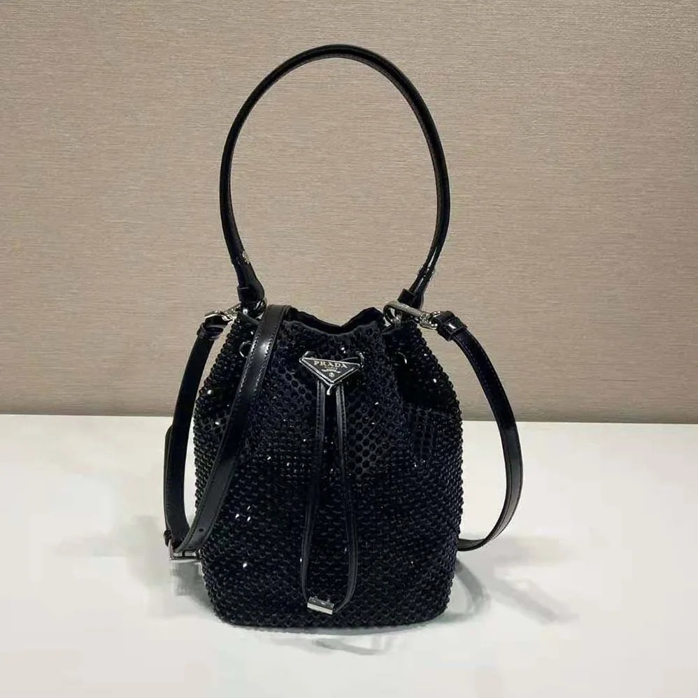Prada Satin Mini-bag with Crystals for Women in Black Prada Satin Mini-bag with Crystals for Women in Black
