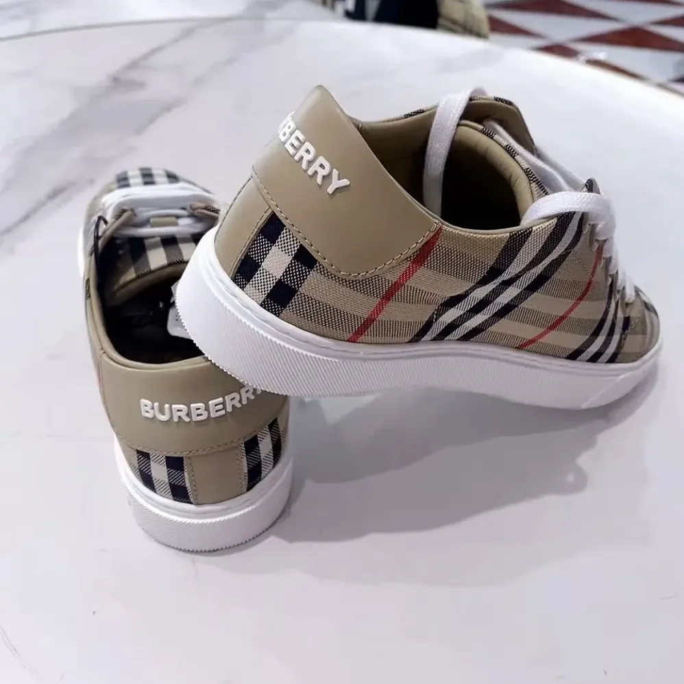 Burberry Check and Leather Sneakers-80497771 for Unisex