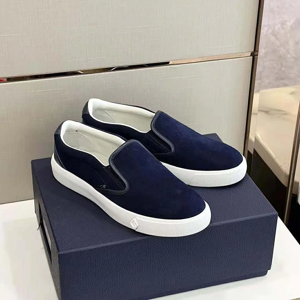 Dior B101 Slip-on Sneaker Navy Blue Suede and Smooth Calfskin for Men