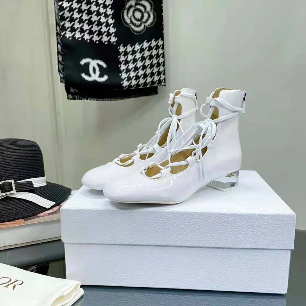Dior Arty Lace-up Ankle Boot White Patent Calfskin for Women Dior Arty Lace-up Ankle Boot White Patent Calfskin for Women