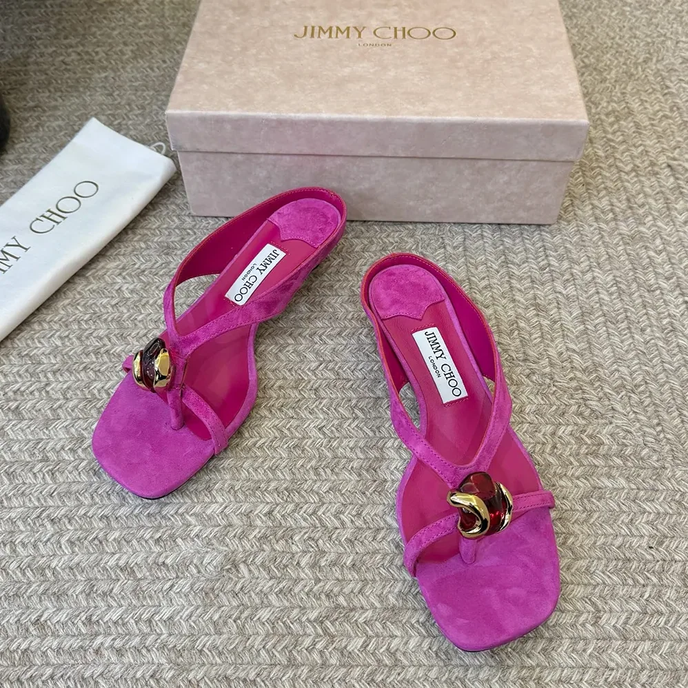 Jimmy Choo Emeri Stone 35 Violet Orchid And Dark Amber Suede Sandals for Women