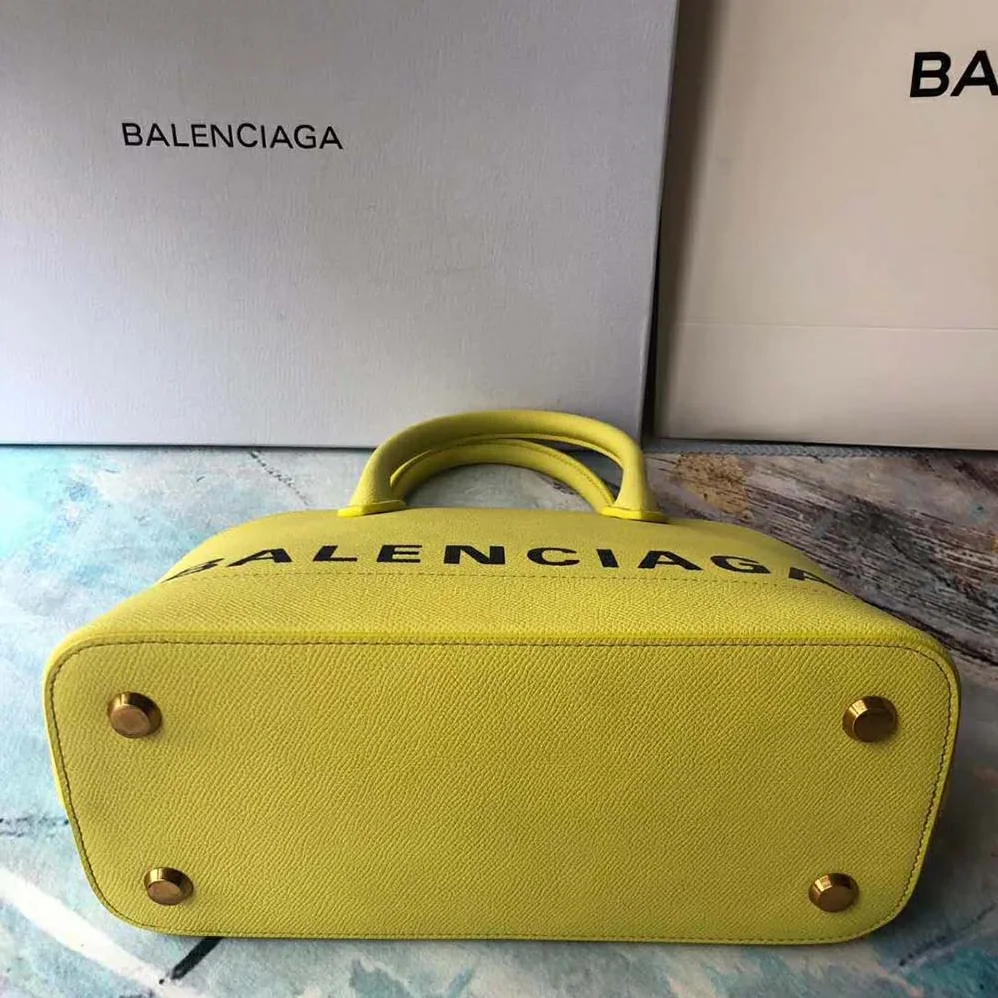 Balenciaga Ville Top Handle XXS Small Graffiti Calfskin for Women in Yellow