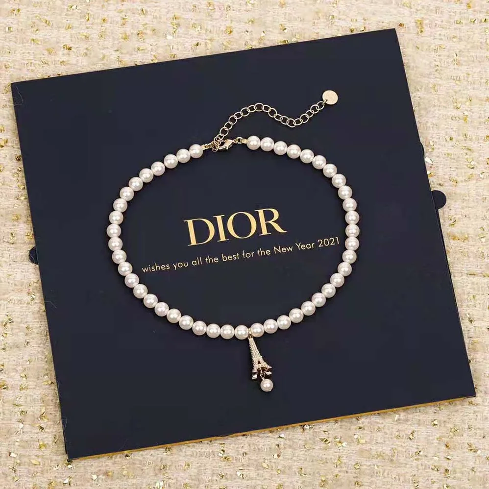 Dior Plan De Paris Choker Gold-Finish Metal and White Resin Pearls for Women