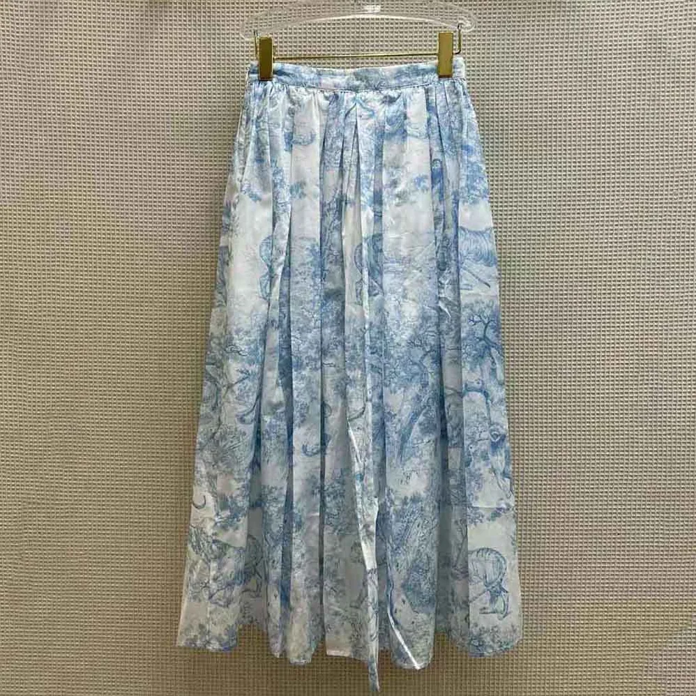 Dior Mid-Length Skirt Cornflower Blue Toile de Jouy Cotton Muslin for Women
