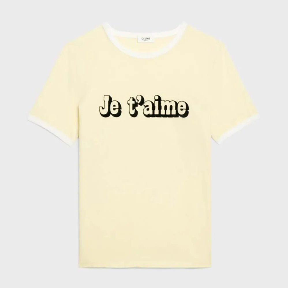 Celine Je T aime Cotton Jersey T-shirt for Women in Yellow