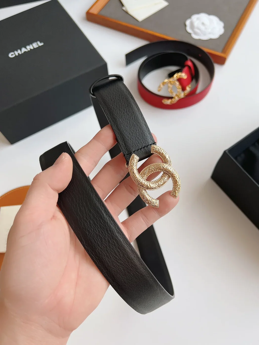 Chanel Attach Stone Metal CC Belt Black