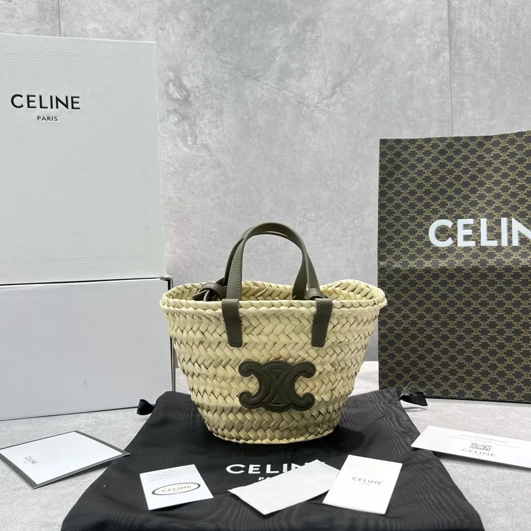 Celine Teen Triomphe Classic Pannier Tote Dark Green / Celine Teen Triomphe Classic Pannier Tote Dark Green /