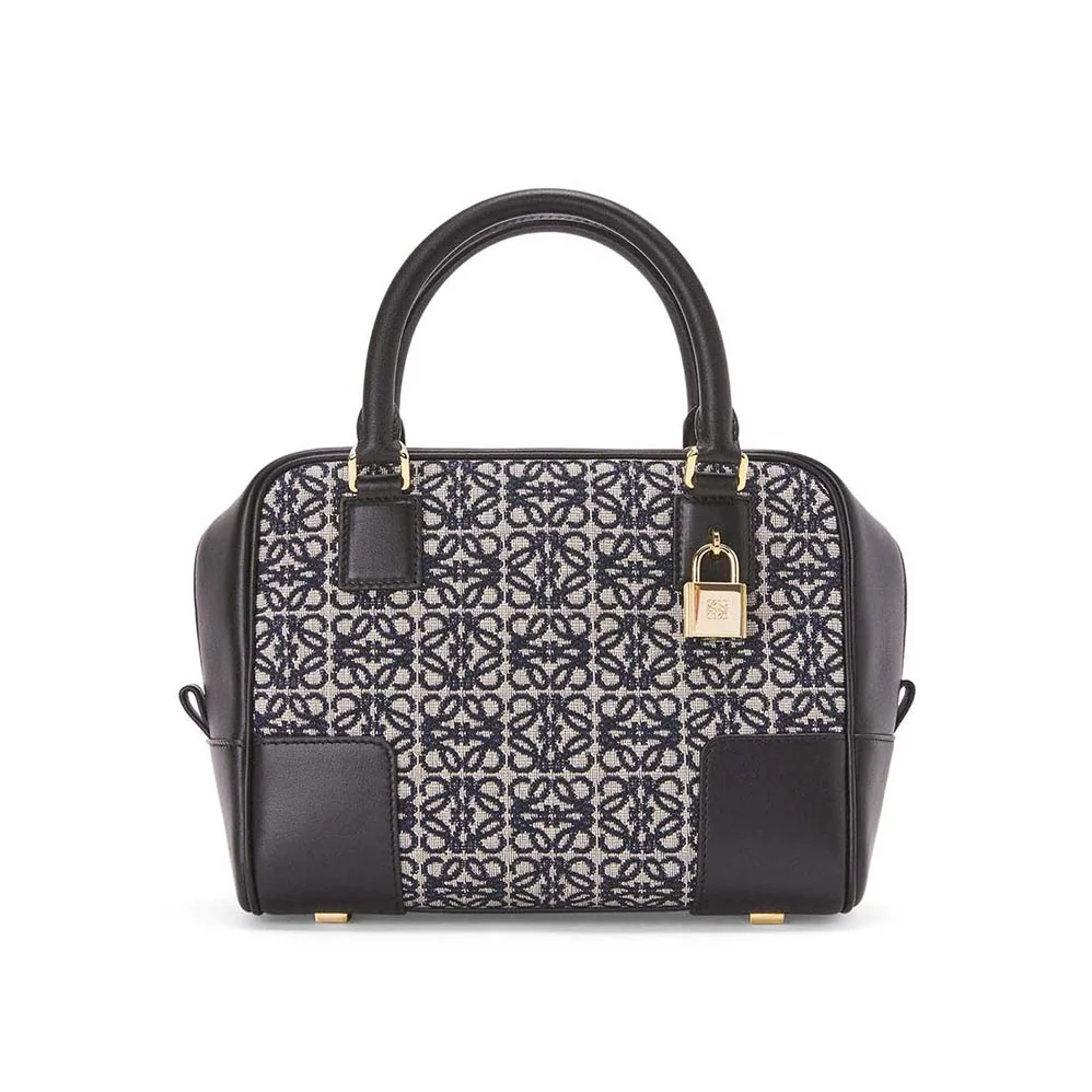 Loewe Amazona 19 Square Bag in Jacquard and Calfskin for Women in Black