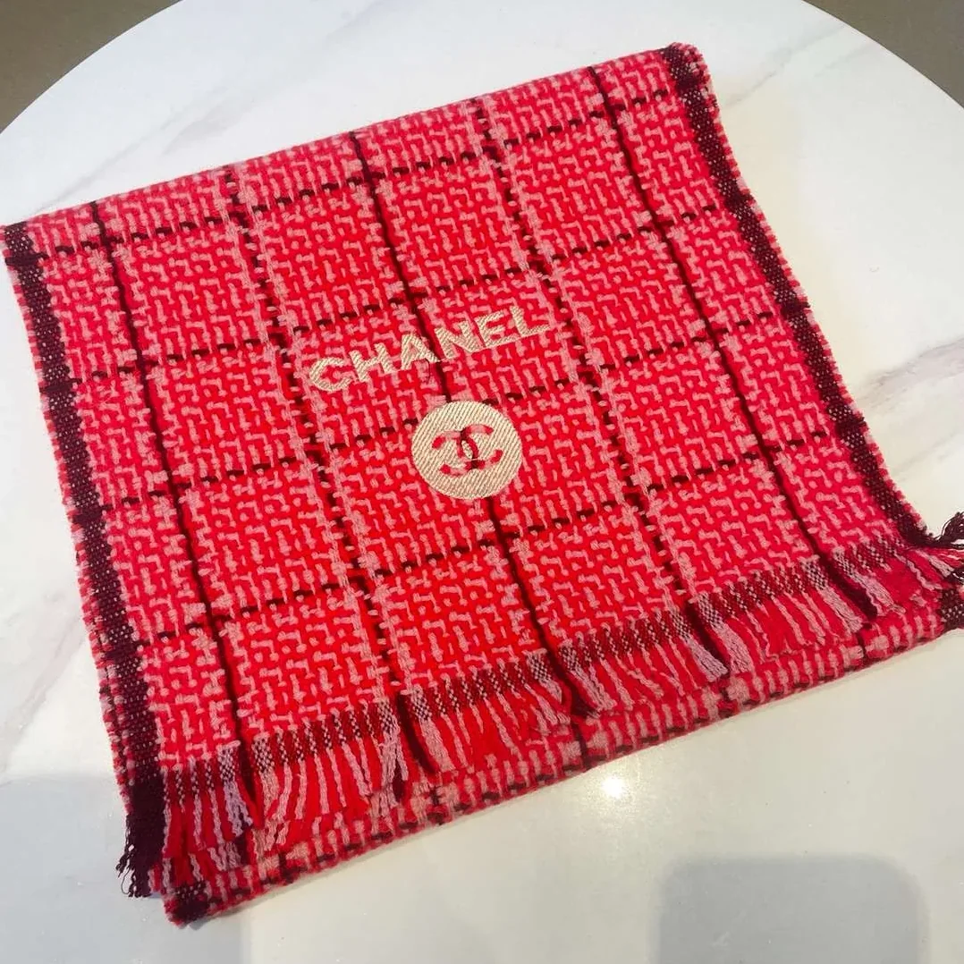 Chanel Classic Little Fragrance Pattern Scarf Red