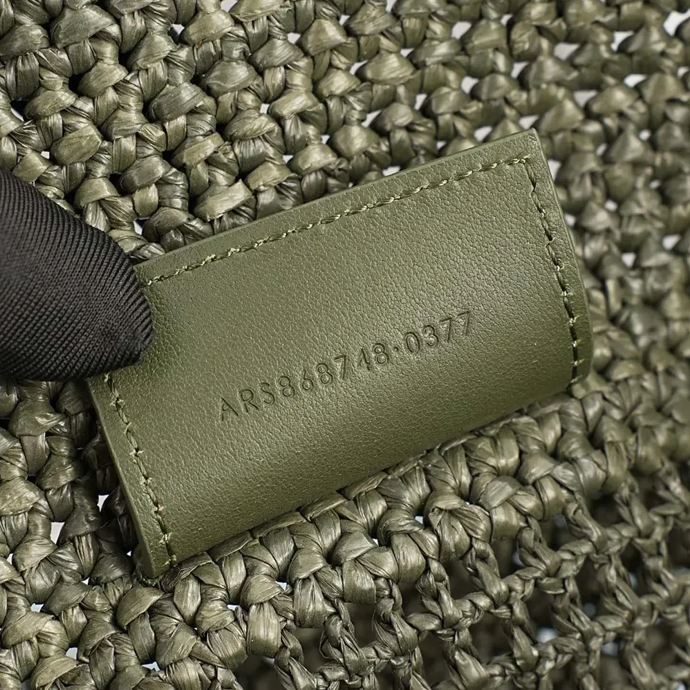 Saint Laurent YSL Icare Medium In Raffia Dark Green for Women